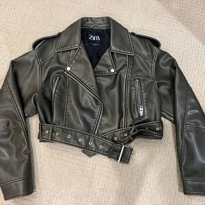 Zara Dark Grey Leather Jacket